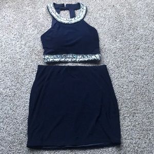 Navy Blue 2-Piece Homecoming Dress